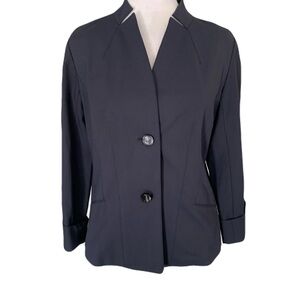 NWT Lafayette 148 New York Ink Dark Blue Button Light Blazer Jacket Quiet Luxury